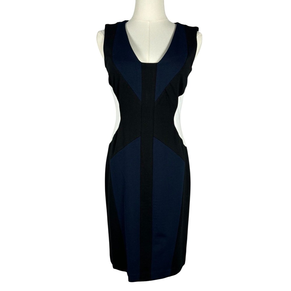 NWT Ann Taylor Navy and Black Colorblock Midi Dress
